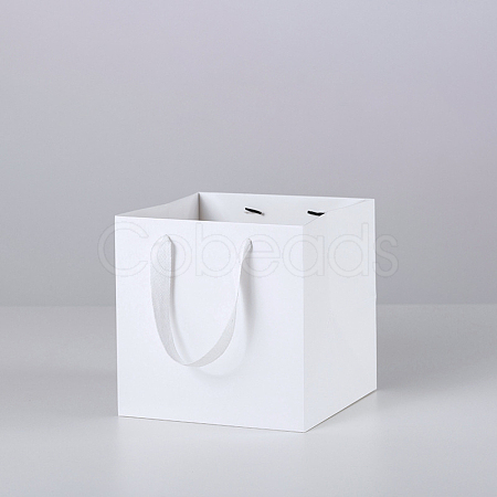 Solid Color Kraft Paper Gift Bags with Ribbon Handles PAAG-PW0001-103A-01-1