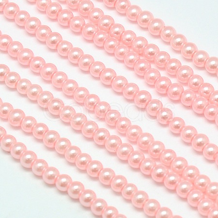 Eco-Friendly Dyed Glass Pearl Round Bead Strands X-HY-A002-4mm-RB033-1