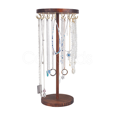 Wood Hanging Necklace Organizer Display Stands NDIS-WH0001-27G-1