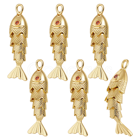 6Pcs Brass Pendants KK-BC00015-48A-1