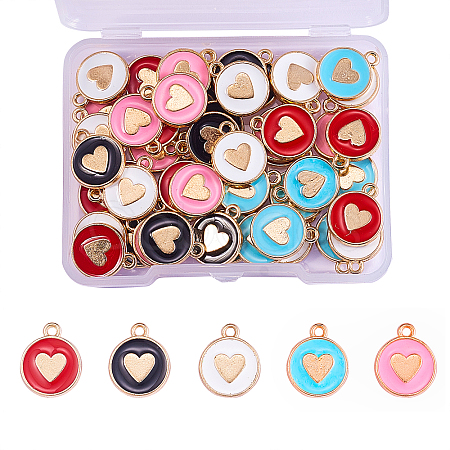 50Pcs 5 Colors Alloy Enamel Charms ENAM-CJ0001-86-1