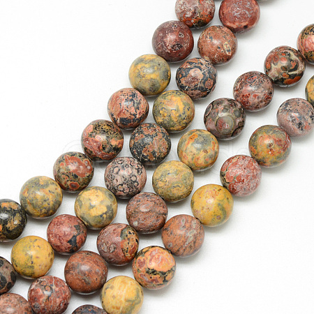 Natural Leopard Skin Jasper Bead Strands G-R345-8mm-30-1