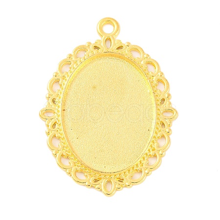 Tibetan Style Oval Alloy Pendant Cabochon Settings TIBEP-Q054-44G-RS-1