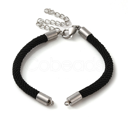 Milan Cord & 202 Stainless Steel Bracelets Making MAK-H004-01B-P01-1