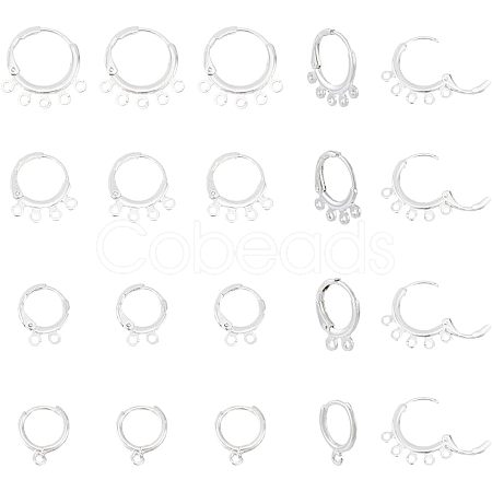 SUPERFINDINGS 40Pcs 4 Style Rack Plating Eco-friendly Brass Huggie Hoop Earring Findings KK-FH0003-98-1