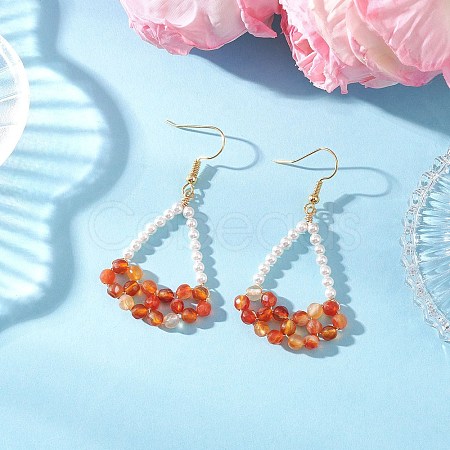 Natural Carnelian Arch Dangle Earrings EJEW-TA00742-01-1