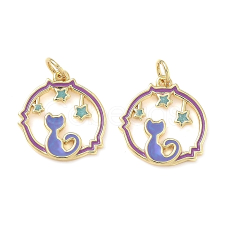Brass Enamel Pendants KK-P326-16G-1
