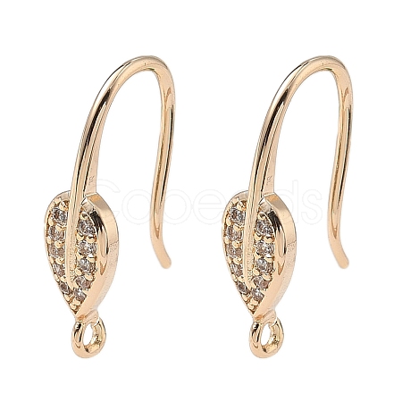 Leaf Rack Plating Brass Micro Pave Cubic Zirconia Earring Hooks KK-D083-09G-1-1