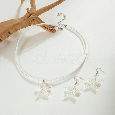 Bohemian Imitation Leather Cord Necklaces & Alloy Dangle Earring Sets FS-WG3325C-01-1