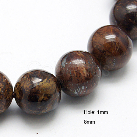 Natural Bronzite Beads Strands G-G212-8mm-42-1