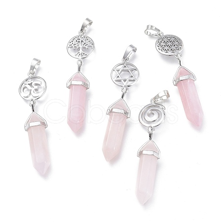 Natural Rose Quartz Pointed Big Pendants G-D0021-01P-22-1