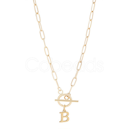 304 Stainless Steel Letter Pendant Necklaces NJEW-LP0001-52B-G-1