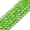 Electroplate Glass Beads Strands, Pearl Luster Plated, Faceted, Rondelle, Lime Green, 4x3mm, Hole: 0.4mm, about 113~115pcs/strand, 41~41.5cm