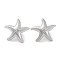 304 Stainless Steel Starfish Stud Earrings, Stainless Steel Color, 19x19mm