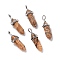 Natural Picture Jasper Pointed Pendants, Faceted, with Platinum Tone Brass Findings, Lead free & Cadmium Free, Bullet, 27~30x9~10x7~8mm, Hole: 4x3mm