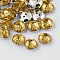 2-Hole Taiwan Acrylic Rhinestone Flat Round Buttons, Faceted & Silver Plated Pointed Back, Light Khaki, 11.5x4.5mm, Hole: 1mm