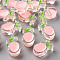 Transparent Enamel Acrylic Beads, Pineapple, Misty Rose, 25x15x9mm, Hole: 3.5mm