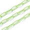 Eco-friendly Spray Painted Handmade Brass Paperclip Chains, Soldered, with Spool, Yellow Green, 17x8x2mm, 32.8 feet(10m)/roll