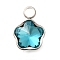 304 Stainless Steel Pendants, with Rhinestone, Stainless Steel Color, Star, Aquamarine, 10x7.5x4mm, Hole: 1.8mm