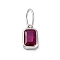 925 Sterling Silver Cubic Zirconia Charms, Colours, Rectangle, Purple, 8x5x2mm, Hole: 5x3mm