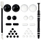 Nbeads DIY Beads Jewelry Making Finding Kit, Including Iron 4-Claw Pick up Tool, Stainless Steel Cuticle Pusher, Round & Column Glass Beads, No Hole, Black, 34Pcs/bag