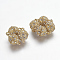 Alloy Rhinestone Magnetic Clasps with Loops, Oval, Golden, 16x10mm, Hole: 1.5mm