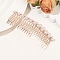 Alloy Hair Combs, with Imitation Plastic Pearl and Rhinestone, Light Gold, 80~120x40~50mm