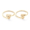 Ion Plating(IP) 201 Stainless Steel Cuff Rings, Open Rings, Numbers 9 with Heart, Real 18K Gold Plated, Number 9: 4.5x9.5mm, US Size 11, Inner Diameter: 20.5mm