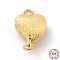 925 Sterling Silver Magnetic Clasps, With Jump Rings, Textured Heart, Golden, 12x9x5mm, Hole: 1.2mm