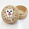 Round Beech Wooden 3D Engraved My First Tooth Box, with Acrylic Cabochon, for Baby Shower Birthday Party, 5x3.6cm