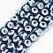 Electroplate Glass Beads Strands, Round with Evil Eye Pattern, Steel Blue, 10x9.5~10mm, Hole: 1.2mm, about 30pcs/strand, 11.2 inch