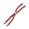 Twisted Nylon Cord Silder Bracelets, Link Bracelet Making for Connector Charm, with Long-Lasting Plated Platinum Brass Cord End & Alloy Tree of Life, Orange Red, 8-3/4~8-7/8 inch(22.2~22.6cm), Hole: 2mm