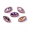 Sew on Rhinestone, Glass Rhinestone, with Brass Findings, Garments Accessories, Horse Eye, Mixed Color, Plum, 17.5x9.5x5.5mm, Hole: 0.8mm