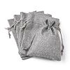 Polyester Imitation Burlap Packing Pouches Drawstring Bags ABAG-R005-14x10-04-1