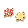 304 Stainless Steel Enamel Flower Links Connector Charms STAS-K330-16G-02-2