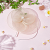 Hat Flower Mesh Organza Feathers on a Hair Band Party Headwear for Girls and Women OHAR-WH0051-009-4