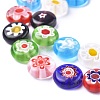 Flat Round Handmade Millefiori Glass Beads LK-R004-53-3