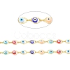 304 Stainless Steel & Evil Eye Glass Beads Link Chain CHS-D034-01G-2