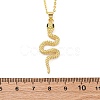 Brass Micro Pave Green Cubic Zirconia Snake Pendant Necklaces NJEW-S438-02E-G-5