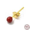 Enamel Round Ball Stud Earrings EJEW-C020-01G-02-1