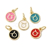 Real 18K Gold Plated Brass Enamel Charms KK-L216-001G-D-1