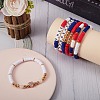 7Pcs 7 Style Word Independent Free Polymer Clay Heishi Surfer Stretch Bracelets Set BJEW-SW00039-4