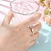 Natural Freshwater Pearl & 304 Stainless Steel Bead Finger Rings RJEW-FS00001-23-5