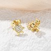 Brass Micro Pave Clear Cubic Zirconia Stud Earrings EJEW-M076-03G-4