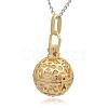 Golden Tone Brass Hollow Round Cage Pendants KK-J232-09G-2