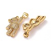 Brass Micro Pave Clear Cubic Zirconia Pendants X-KK-K258-21G-RS-2