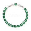 Noble Gift Ideas for Lady Platinum Tone Brass Micro Pave Cubic Zirconia CZ Flower Link Chain Bracelets BJEW-L472-09-1-1
