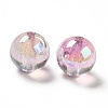 UV Plating Transparent Rainbow Iridescent Acrylic Beads OACR-D010-01D-2