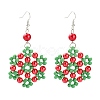 Flower Glass Pearl Beads Dangle Earrings for Christmas EJEW-JE01615-01-1