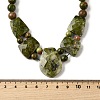 Natural Unakite Faceted Bib Graduated Beaded Necklaces for Women NJEW-B128-01N-5